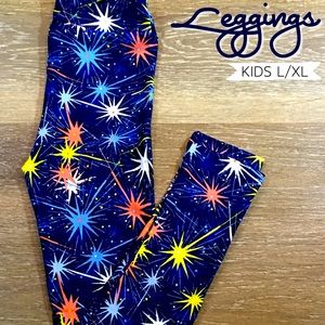 Lularoe 4th of July Sparkler 💥 Kids Leggings L/XL